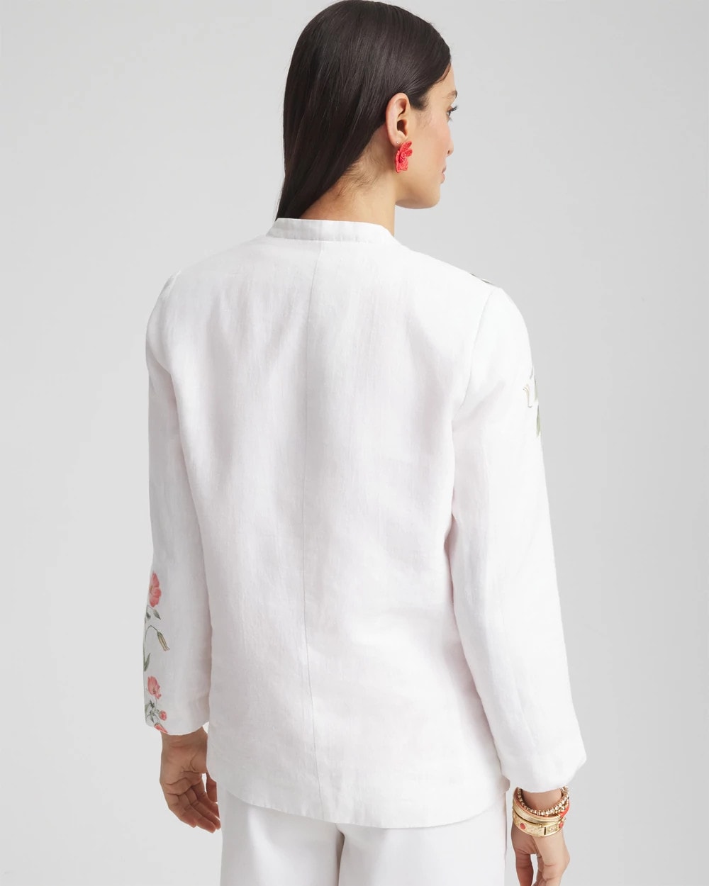Floral Linen Non-Stretch Blazer