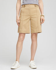 Sateen Tab-Front A-line Shorts