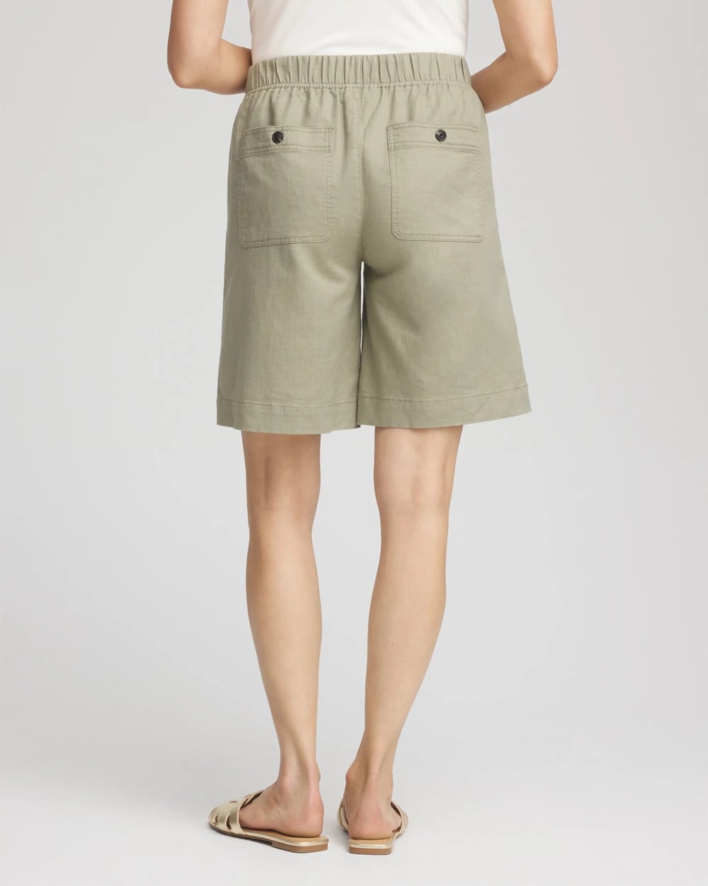 Cotton-Linen Pull-On Utility Shorts