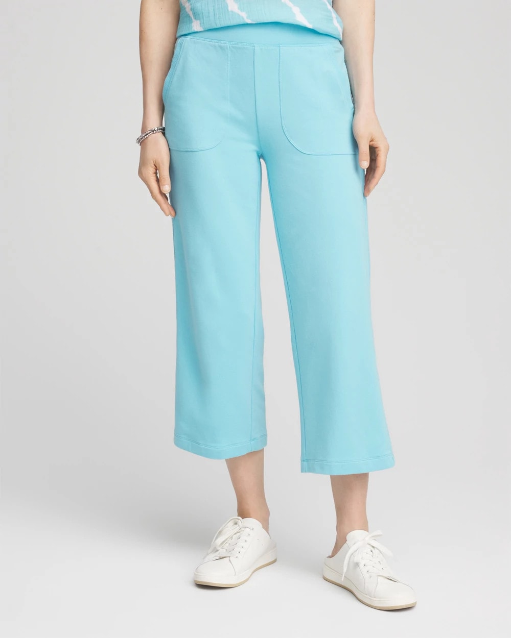 Zenergy® French Terry Gauze-Inset Cropped Pants
