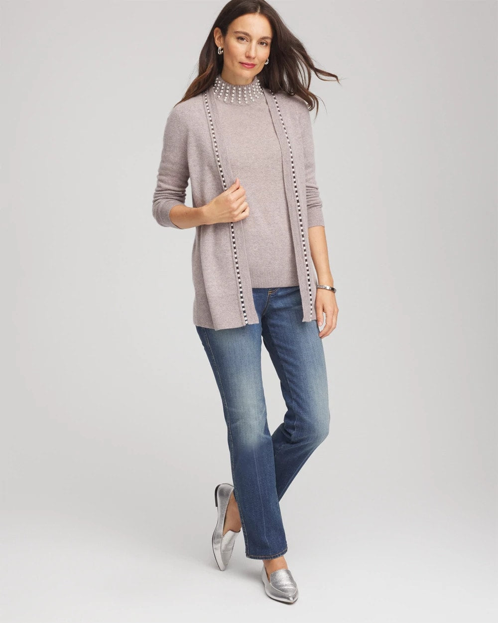 Cashmere Pearl Mockneck Sweater