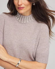 Cashmere Pearl Mockneck Sweater