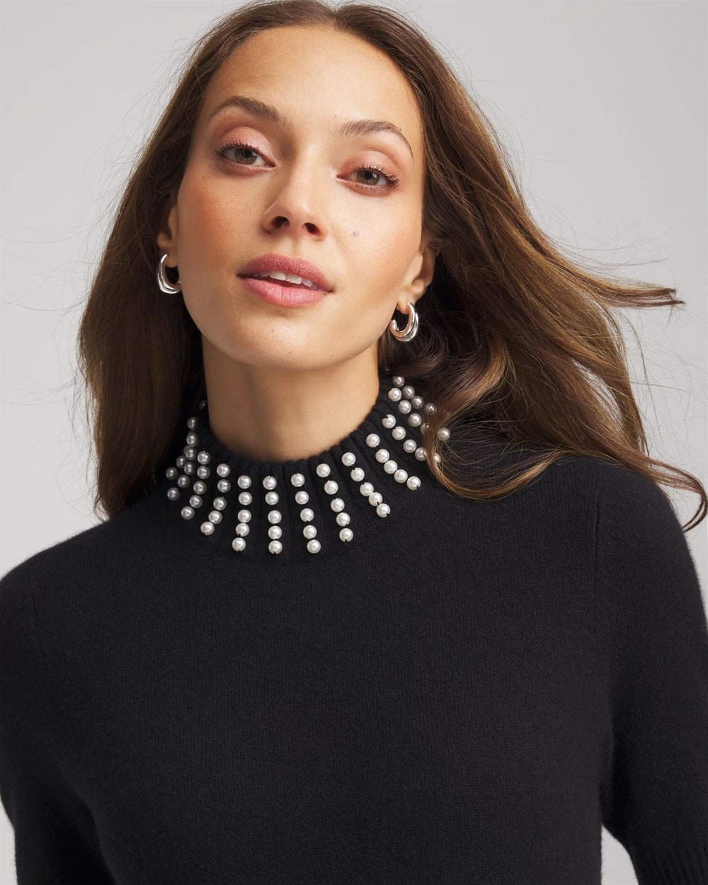 Cashmere Pearl Mockneck Sweater