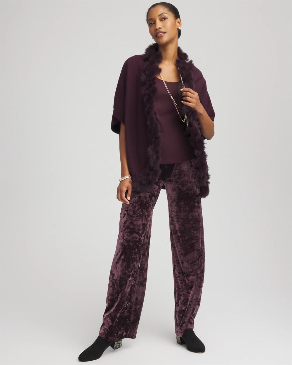Crushed Velvet Wide-Leg Pants