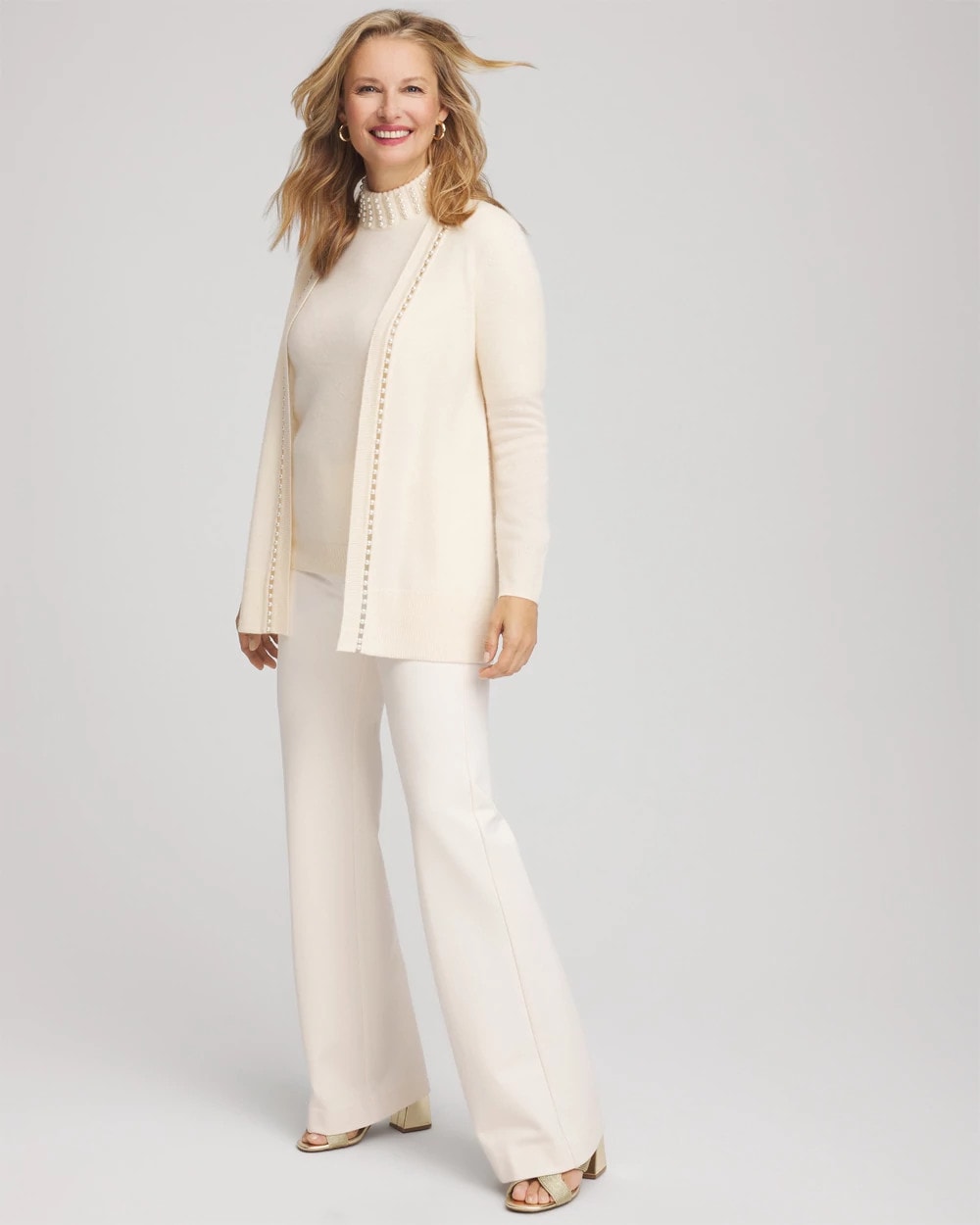 Cashmere Pearl-Trim Cardigan