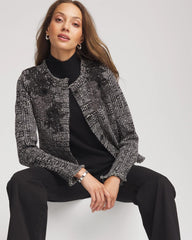 Embroidered Metallic Tweed Cardigan
