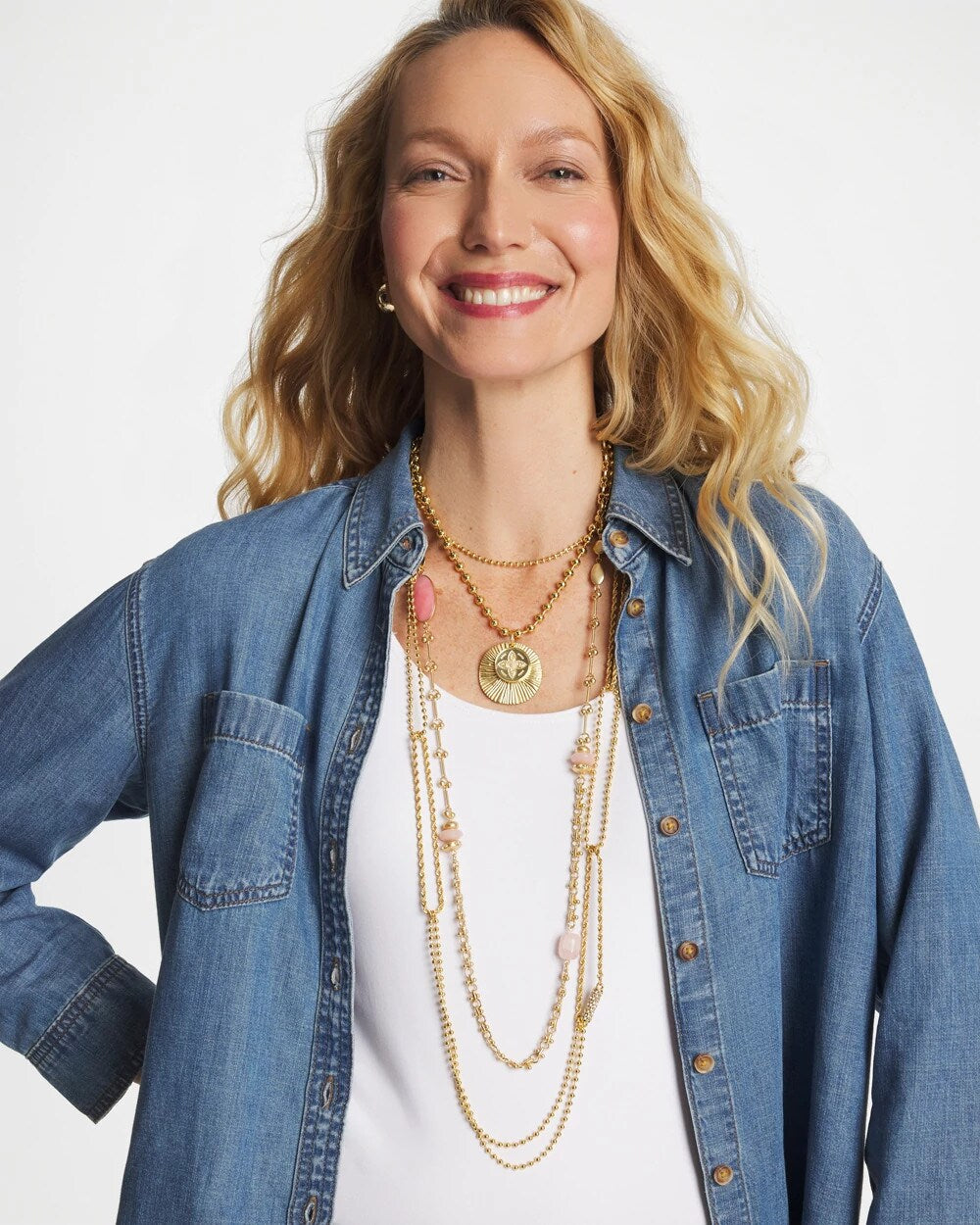 Short Gold Ball Chain Pendant