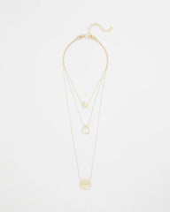 Gold Triple Pendant Necklace