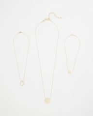 Gold Triple Pendant Necklace