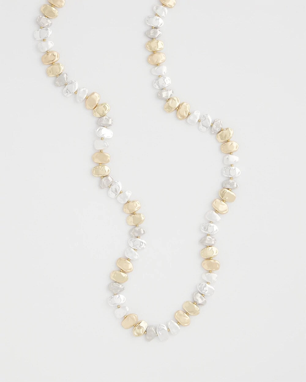 Mixed Metal Long Single Strand Necklace