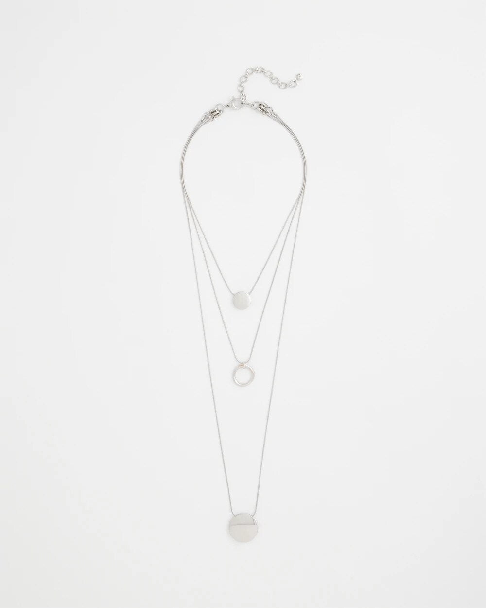 Silver Triple Pendant Necklace
