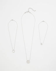 Silver Triple Pendant Necklace