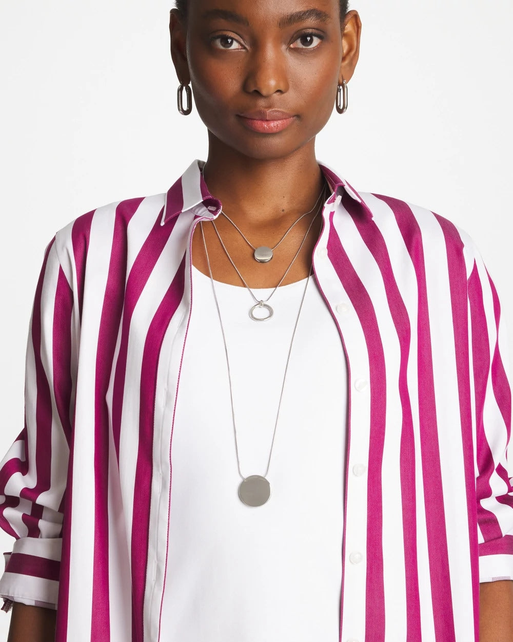 Silver Triple Pendant Necklace
