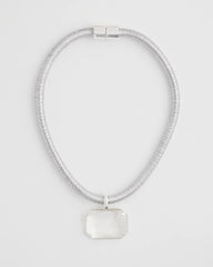 Silvertone Gem Pendant Cord Necklace