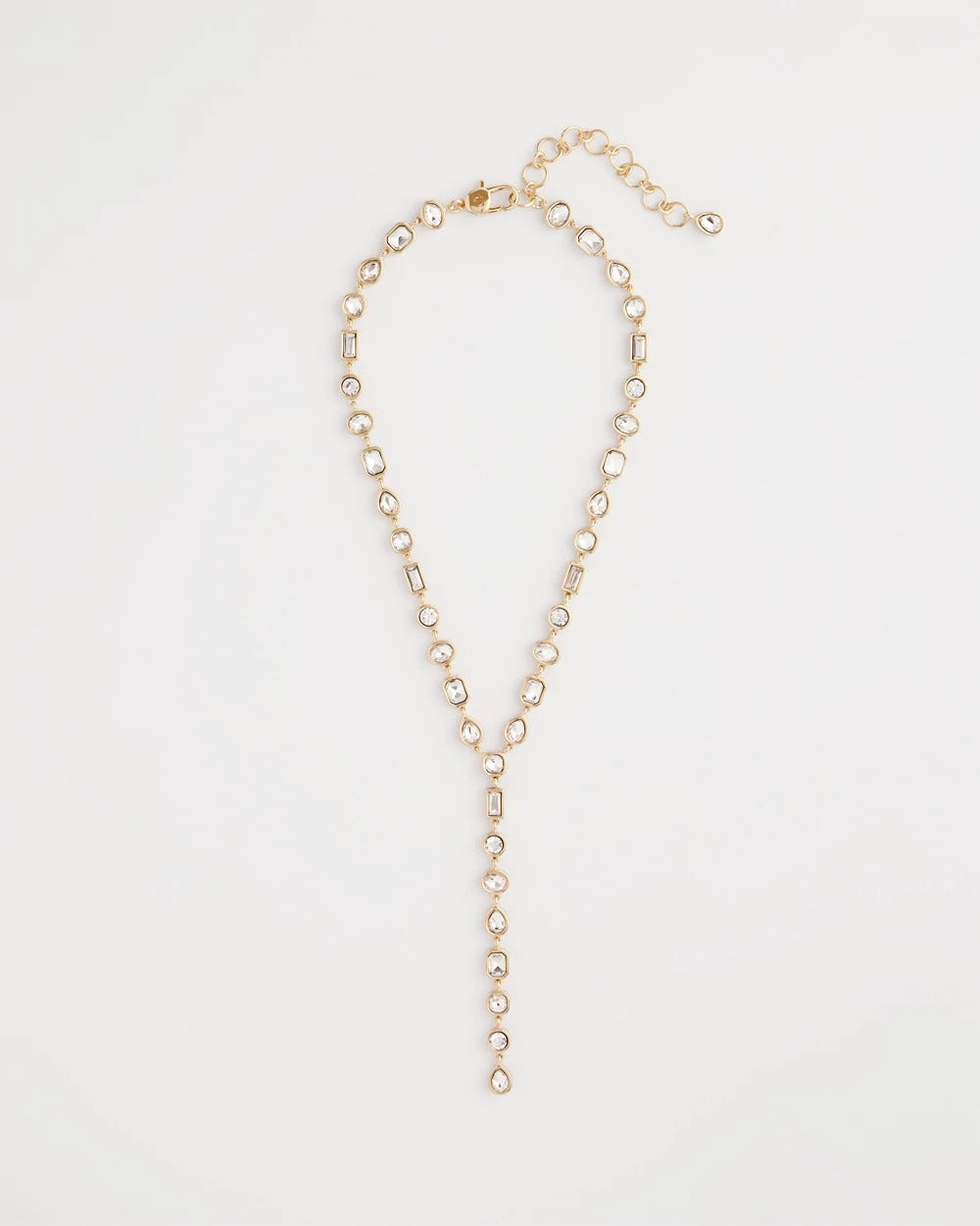 Bezel Set Goldtone Y-Necklace