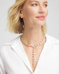 Bezel Set Goldtone Y-Necklace
