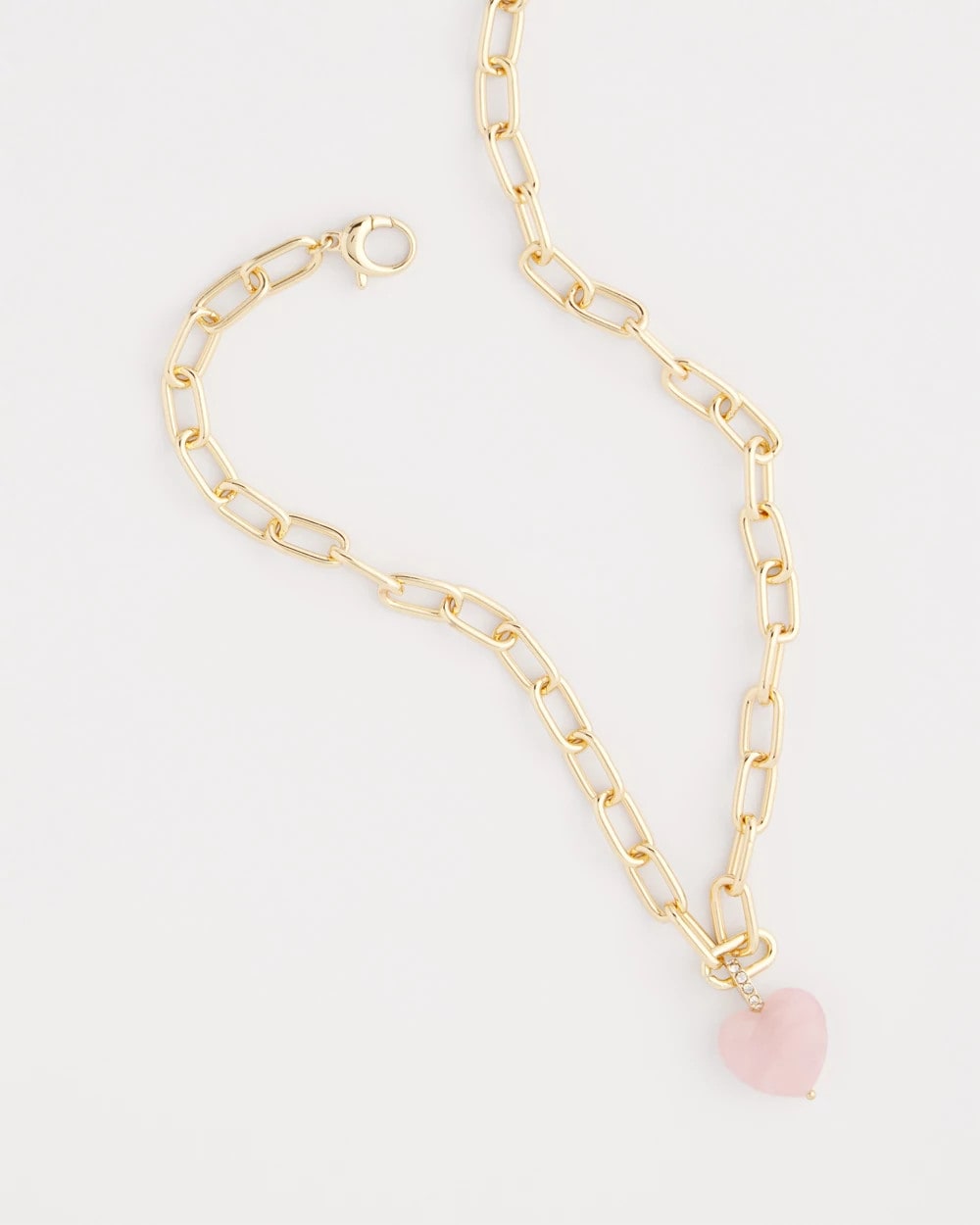 Genuine Quartz Heart Pendant Necklace