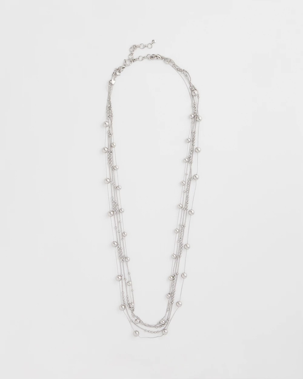 Multistrand Beaded Silvertone Necklace