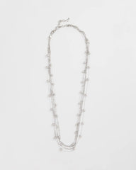 Multistrand Beaded Silvertone Necklace