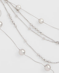 Multistrand Beaded Silvertone Necklace