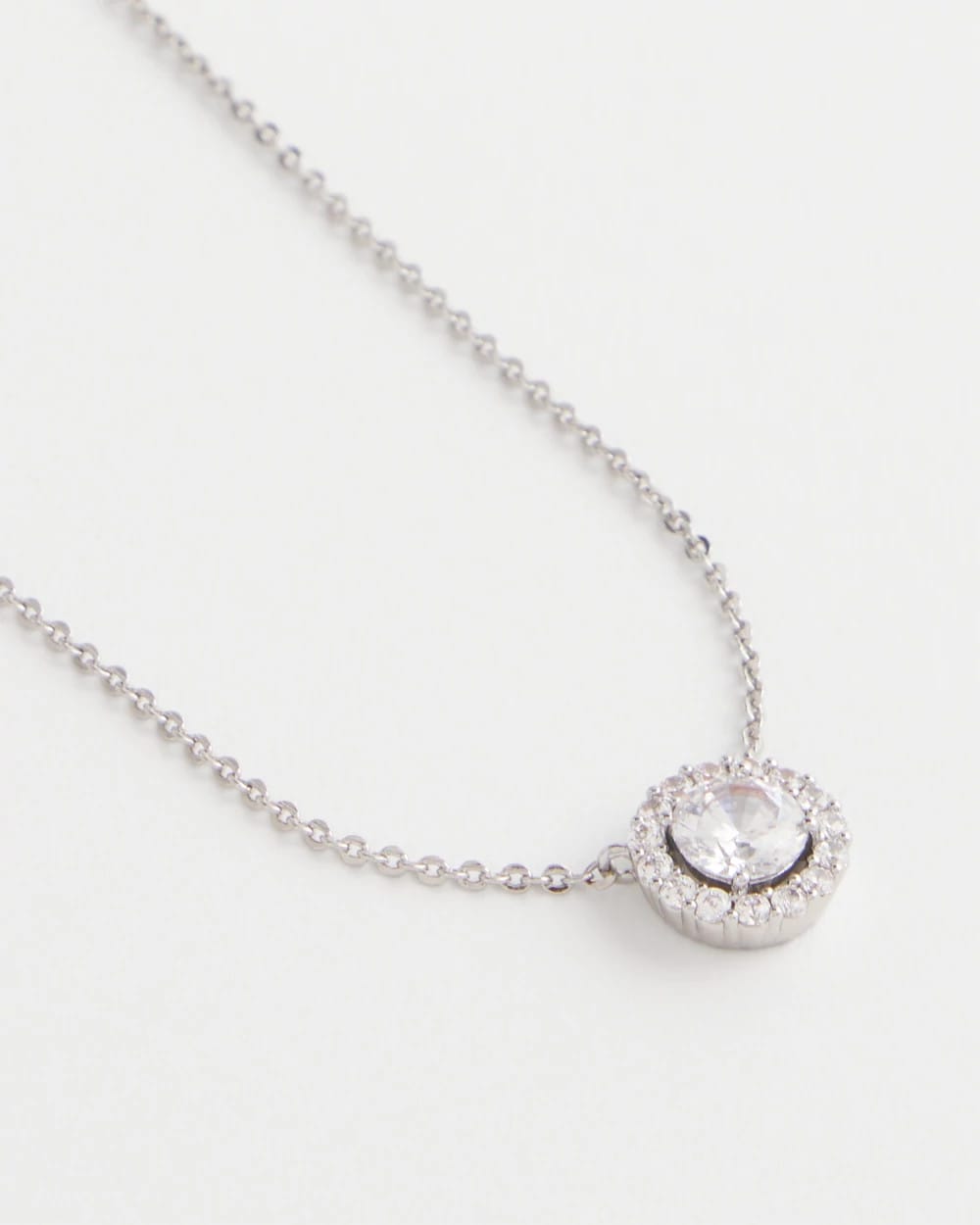 Silver Tone Drop Stone Necklace
