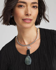 Linear Jade & Resin Pendant Collar