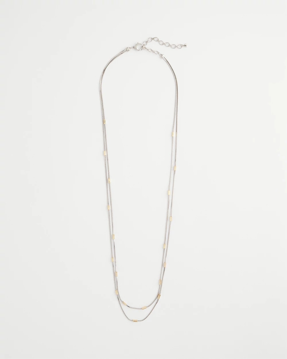 Mixed Metal Double Strand Necklace