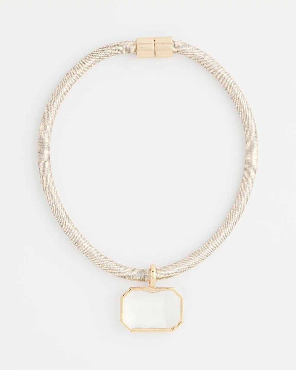 Goldtone Glass Gem Pendant Cord Necklace