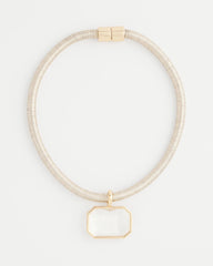 Goldtone Glass Gem Pendant Cord Necklace