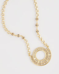 Sparkling Goldtone Circle Pendant Necklace