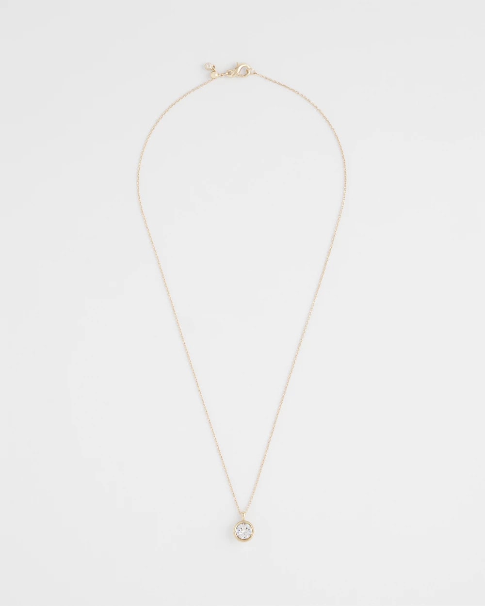 Bezel Set Pendant Goldtone Necklace
