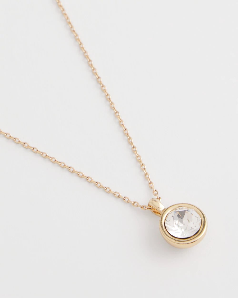 Bezel Set Pendant Goldtone Necklace