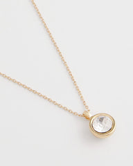Bezel Set Pendant Goldtone Necklace
