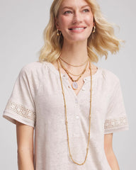Long Goldtone Seed Bead Necklace