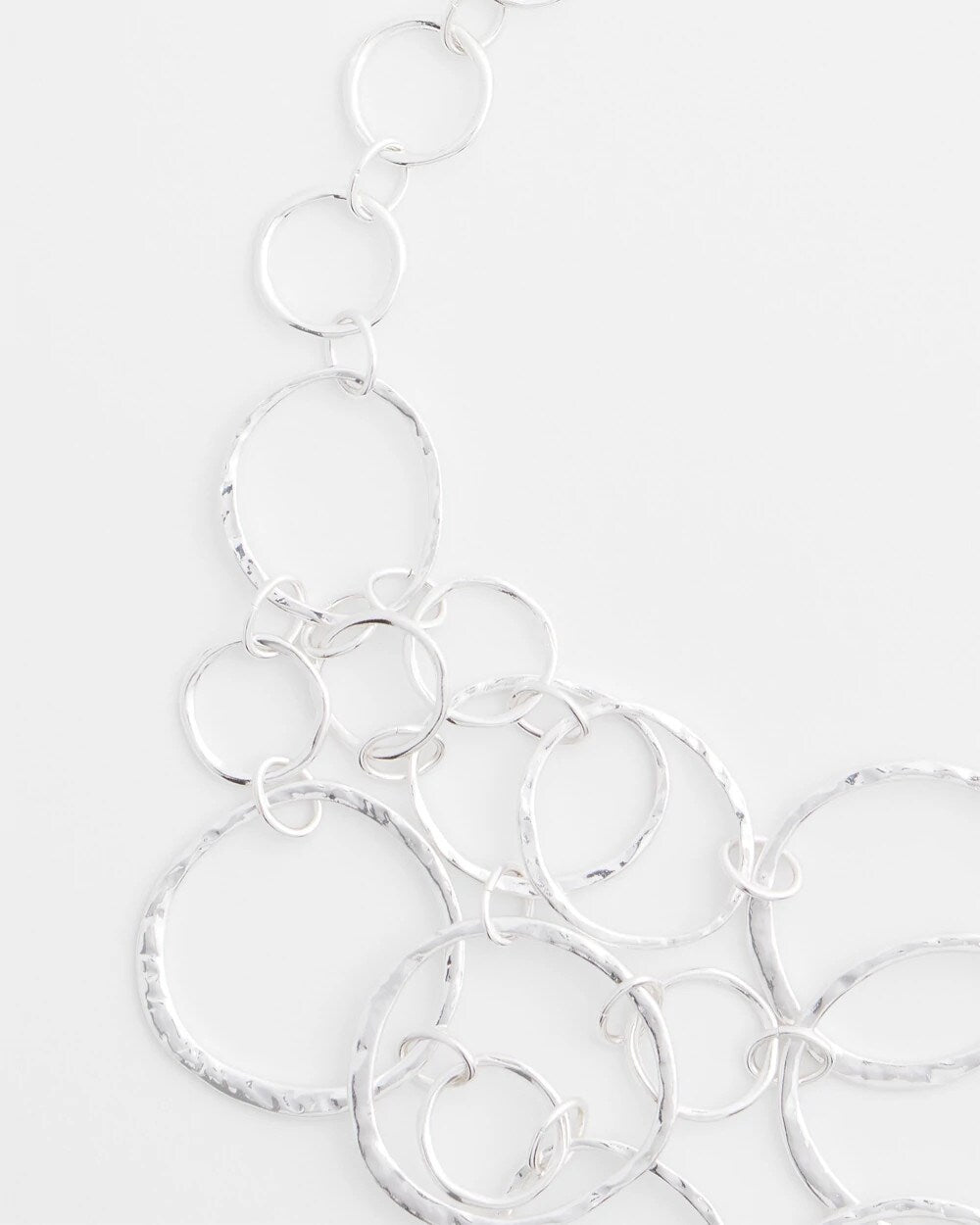 Short Silvertone Multi-Strand Link Necklace