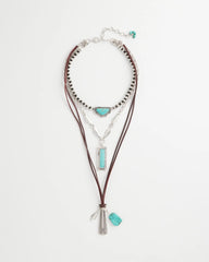 Convertible Turquoise & Charms Motif Necklace