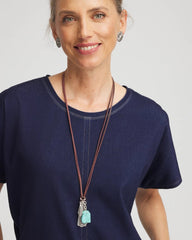 Convertible Turquoise & Charms Motif Necklace