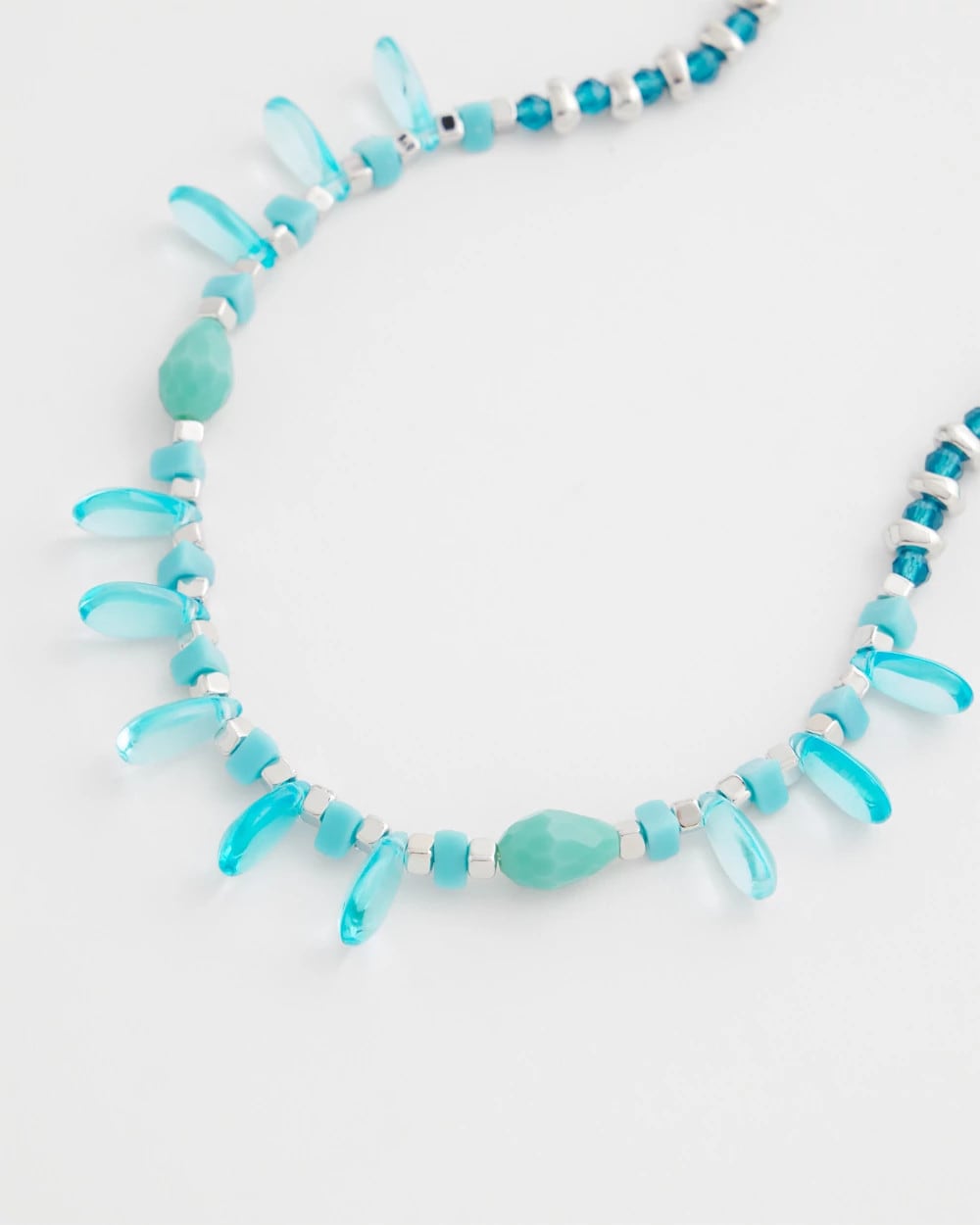 Teal Beaded Single Strand Necklace