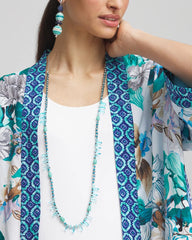 Teal Beaded Single Strand Necklace