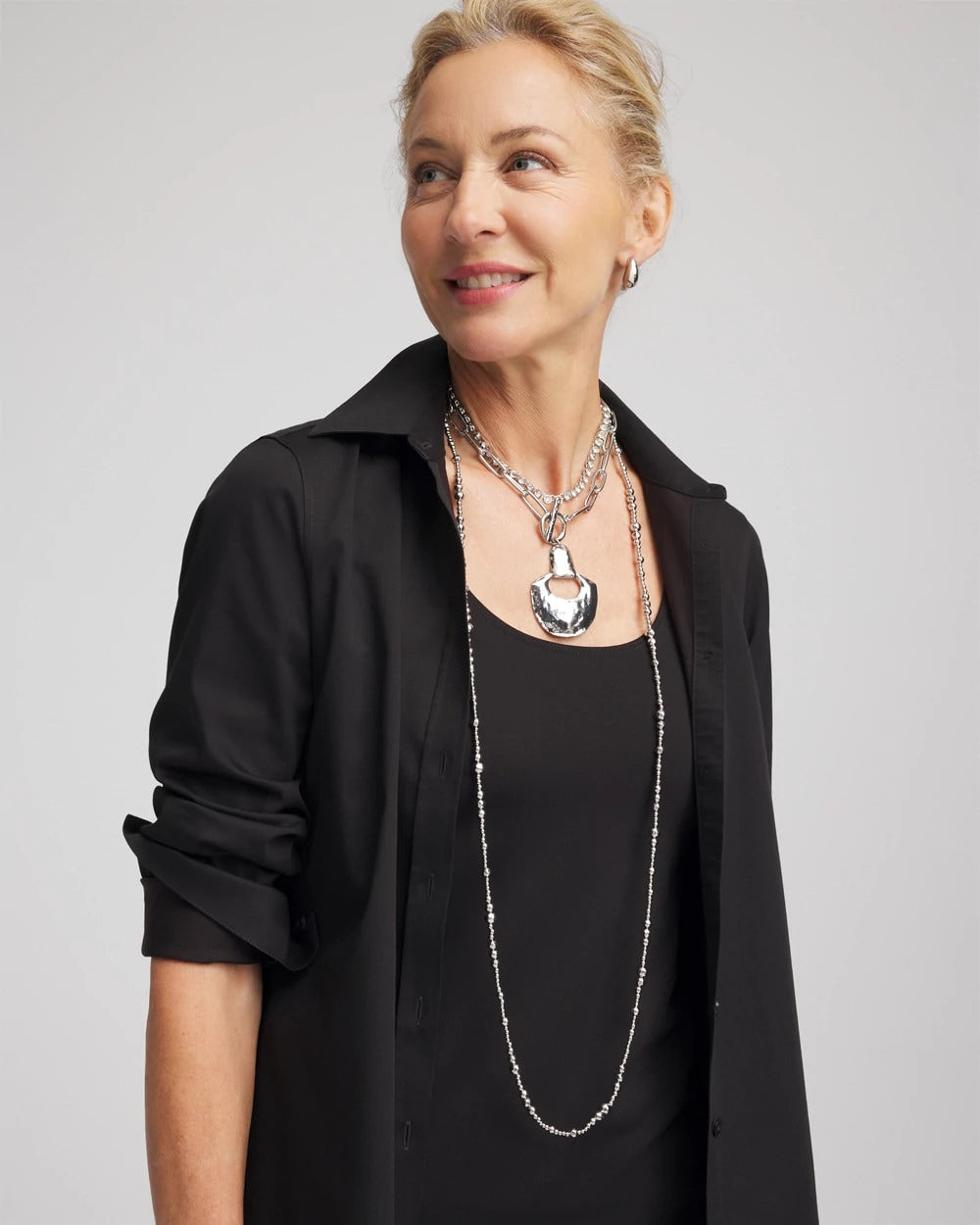 Silvertone Toggle Pendant Necklace
