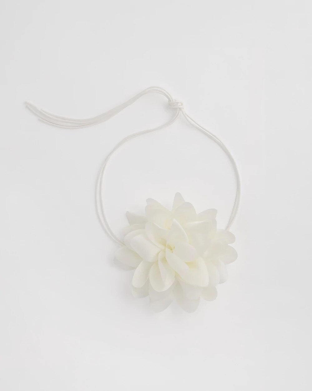White Flower Tie Choker Necklace