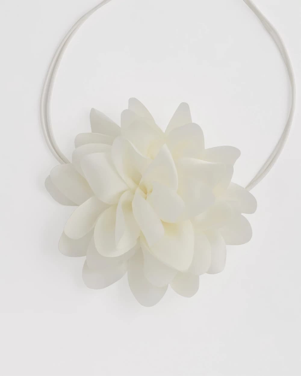 White Flower Tie Choker Necklace