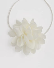 White Flower Tie Choker Necklace