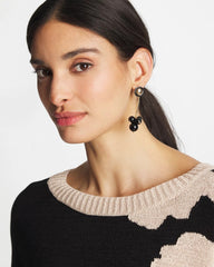 Linear Black Bead Cluster Earrings