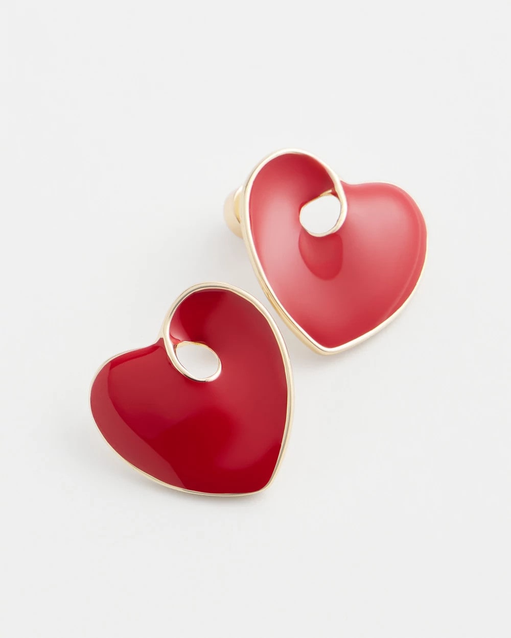 Red Enamel Heart Stud Earrings
