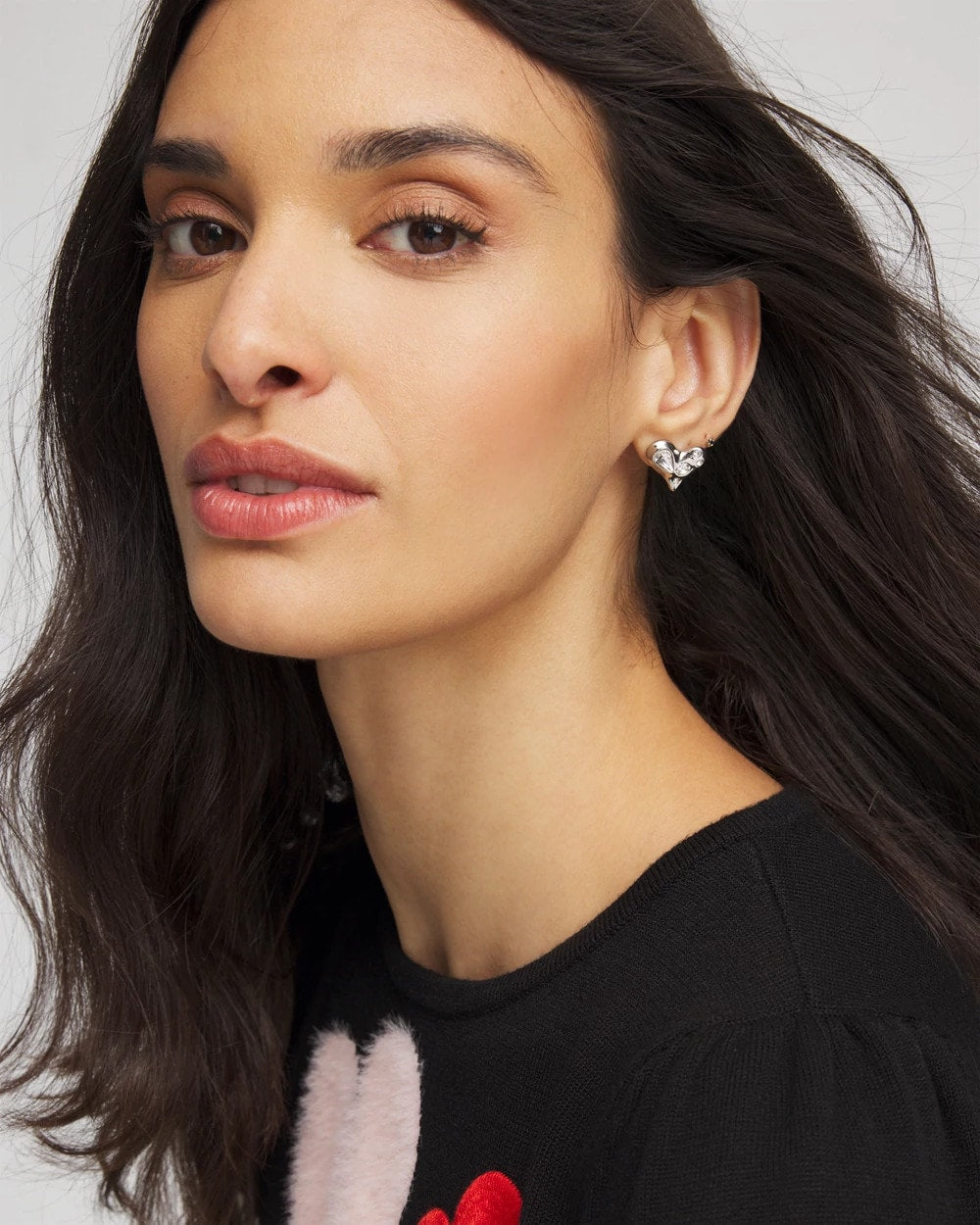 Mini Bejeweled Heart Stud Earrings