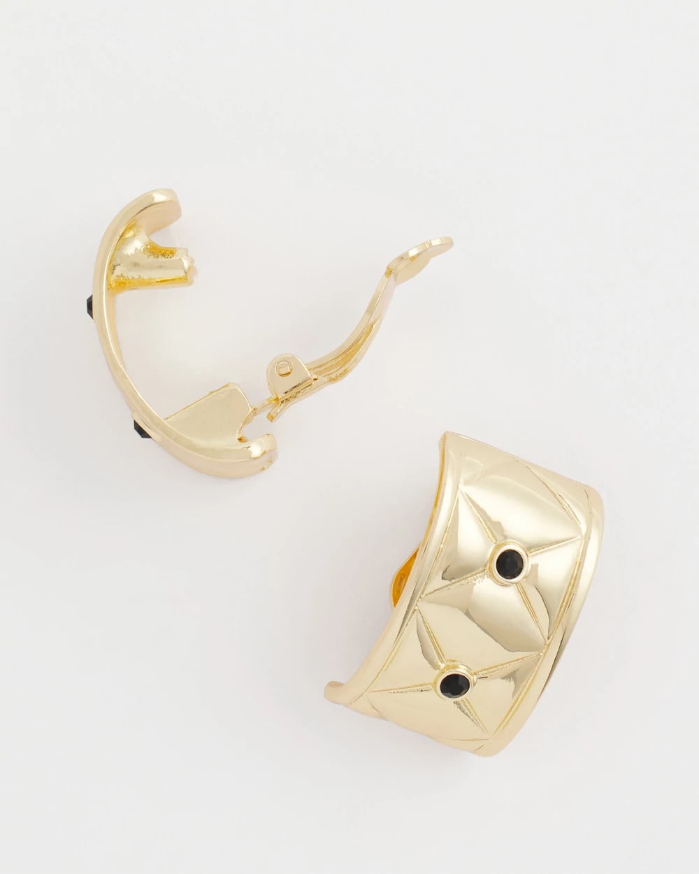 Black & Gold Quilted  Clip on Earrings