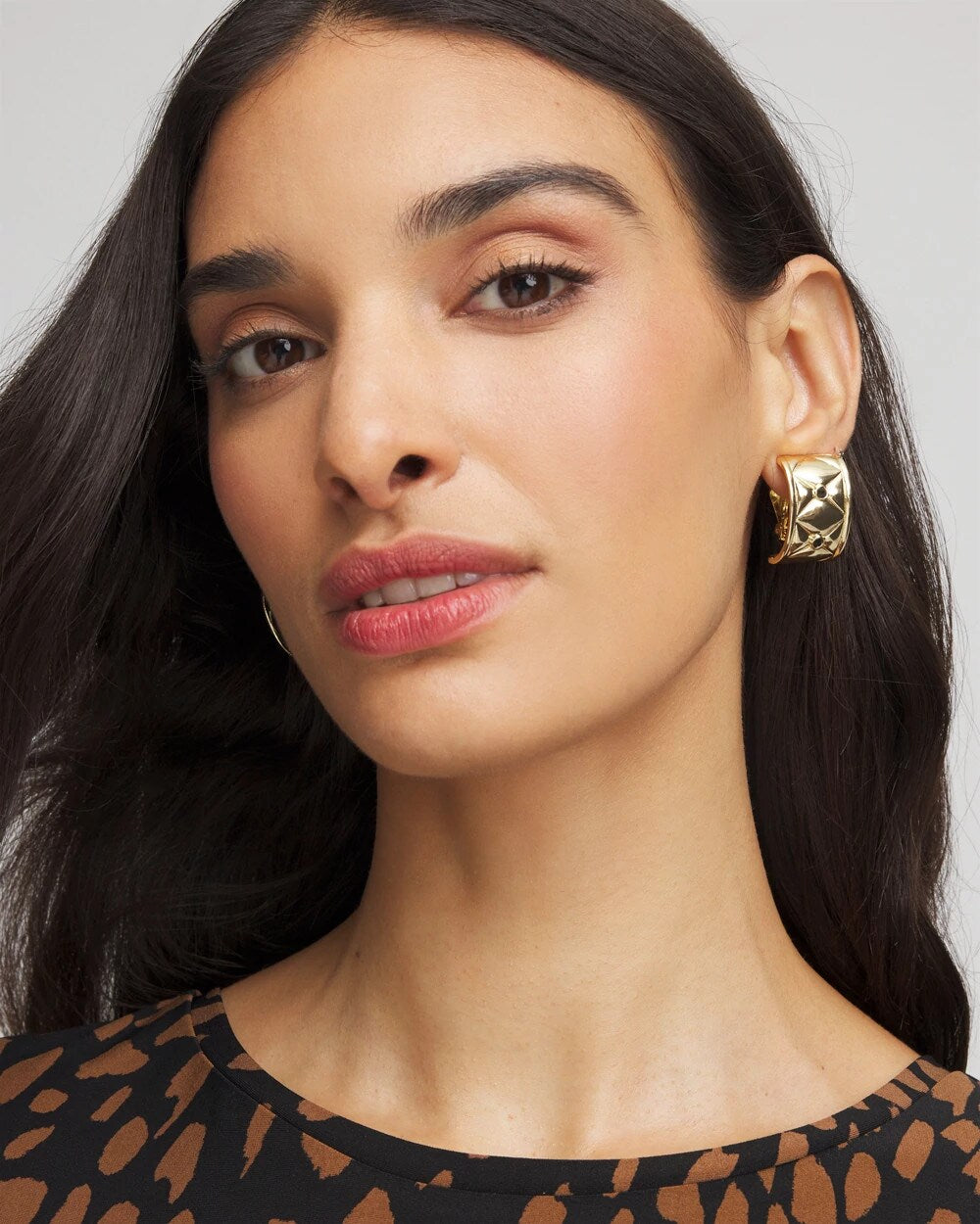 Black & Gold Quilted  Clip on Earrings