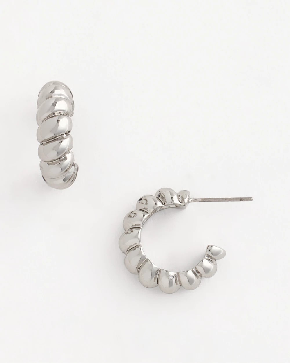 No Droop® Silvertone Twisted Hoop Earrings