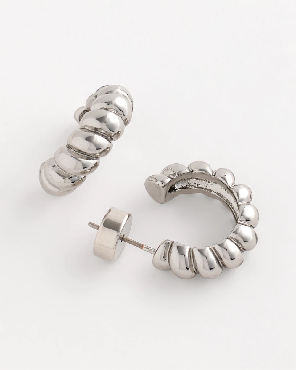 No Droop® Silvertone Twisted Hoop Earrings